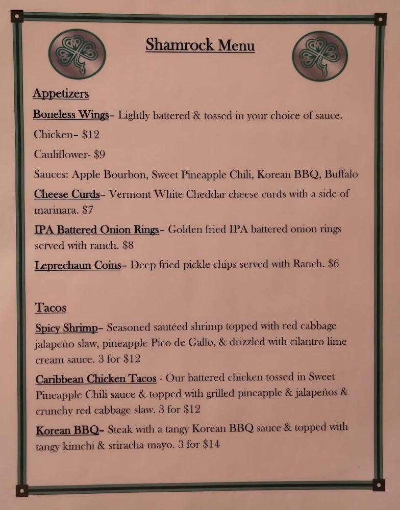 Shamrock Irish Pub Menu image 2