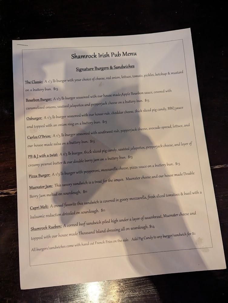 Shamrock Irish Pub Menu image 3